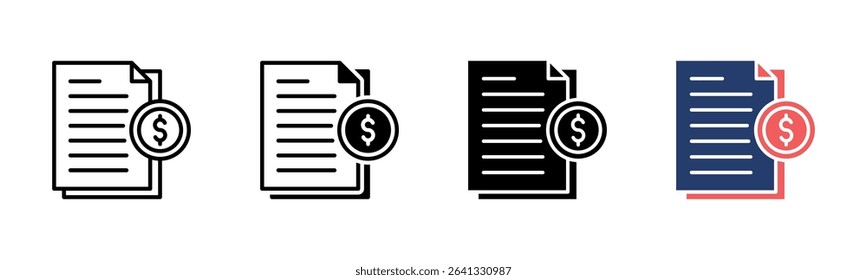 Financial Report icon sheet multiple style collection
