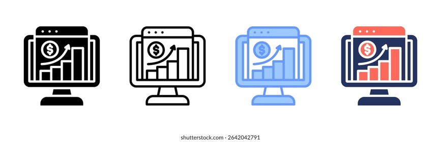 Financial Report icon sheet multiple style collection