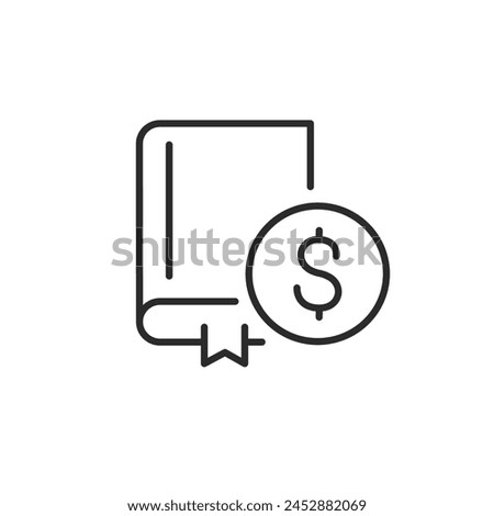 Financial report icon. Simple book icon with a dollar sign, representing financial documents, economic reports, and accounting records. Vector illustration