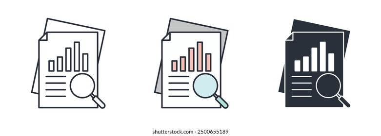 Ilustración vectorial del símbolo del icono del informe financiero aislada en el fondo blanco