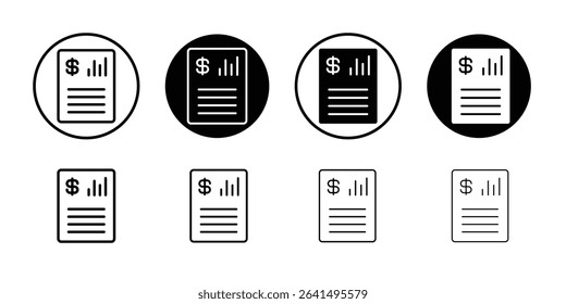Financial report icon Thin line illustration set vector