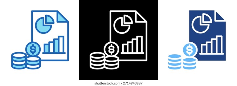 Icono de informe financiero Ilustración vectorial de estilo triple