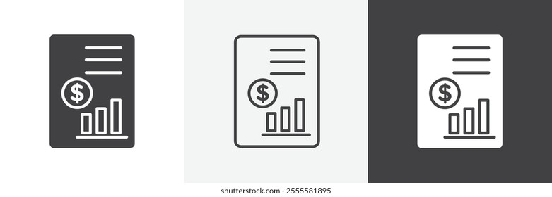 Financial report icon vector set for ui designs