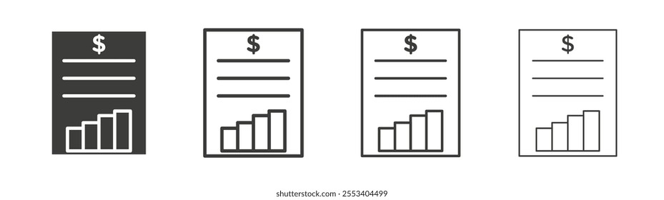 Financial report icons collection. vector set in black color