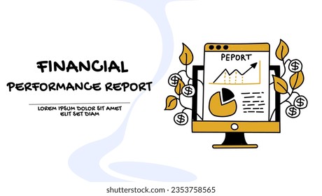 Financial report and investment growth concept. Business illustration 