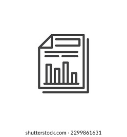 Financial report line icon. Document with bar chart diagram linear style sign for mobile concept and web design. Financial statement outline vector icon. Symbol, logo illustration. Vector graphics