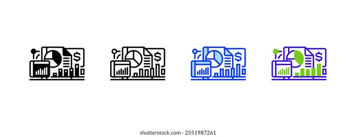 Financial Report Line Icon. linear style sign for mobile concept and web design. Outline vector icon. Symbol, logo illustration. Vector graphic