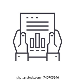 financial report linear icon, sign, symbol, vector on isolated background