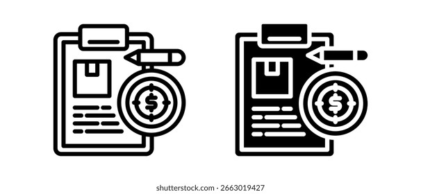 Financial Report multiple icon set of two.line and glyph vector illustration