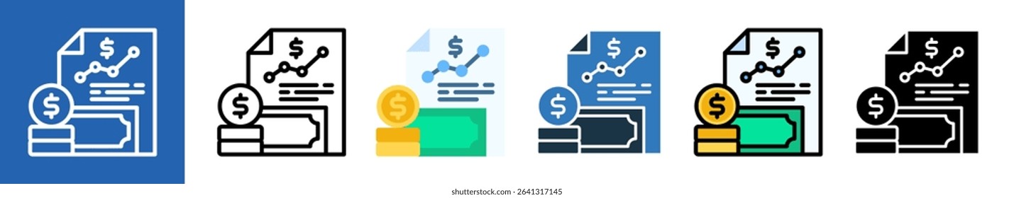 Financial Report multiple icon style vector illustration