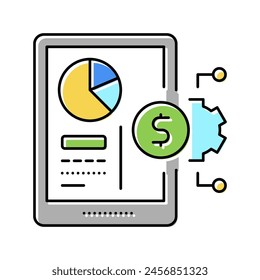 financial report on tablet screen color icon vector. financial report on tablet screen sign. isolated symbol illustration