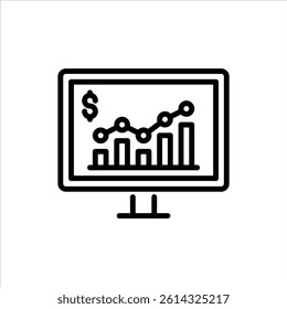 financial report outline icon. data statistic black line illustration.