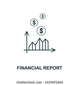 Financial Report outline icon. Thin line style icons from personal finance icon collection. Web design, apps, software and printing usage simple financial report icon.