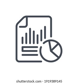 Financial report and Financial overview line icon. Business document with Pie chart vector outline sign.