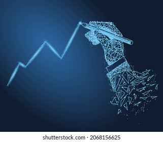 Financial Report polygonal illustration.Business Sales Increase Revenue Shares Concept