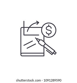Financial report preparation linear icon concept. Financial report preparation line vector sign, symbol, illustration.