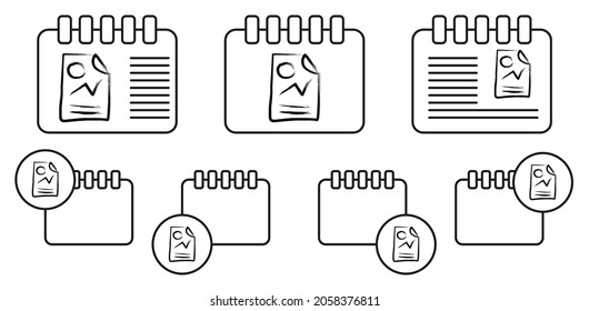 Sketch-Stil des Finanzberichts Vektorsymbol in kalender Set-Illustration für i und ux, Website oder mobile Anwendungen