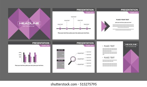 Financial report slide backgrounds. Set of business meeting presentation layouts. Cover and pages of business financial plan.