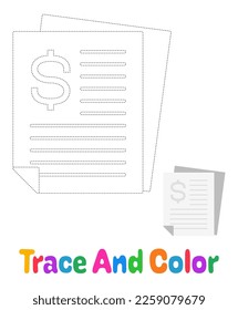 Financial Report tracing worksheet for kids