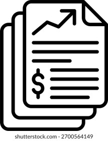 Projeto vetorial de relatório financeiro em estilo moderno, documento contábil e conceito de análise de negócios, ilustração de gestão de dinheiro. Ícone de Linha