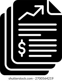 Financial report vector design in modern style, accounting document and business analysis concept, money management illustration. Glyph Icon