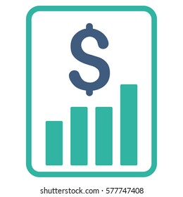 Financial Report vector icon. Illustration style is a flat iconic bicolor cobalt and cyan symbol on white background.