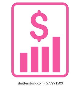 Financial Report vector icon. Illustration style is a flat iconic pink symbol on white background.