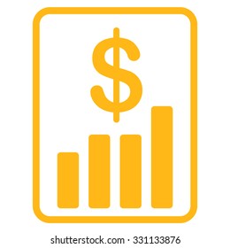 Financial Report vector icon. Style is flat yellow symbol, rounded angles, white background.