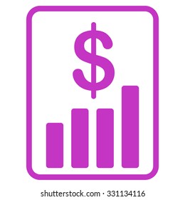 Financial Report vector icon. Style is flat violet symbol, rounded angles, white background.