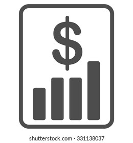 Financial Report vector icon. Style is flat gray symbol, rounded angles, white background.
