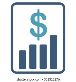 Financial Report vector icon. Style is flat bicolor cyan and blue symbol, rounded angles, white background.