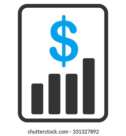 Financial Report vector icon. Style is flat bicolor blue and gray symbol, rounded angles, white background.
