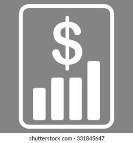 Financial Report vector icon. Style is flat white symbol, rounded angles, gray background.