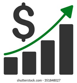 Financial Report vector icon. Style is bicolor flat symbol, green and gray colors, rounded angles, white background.