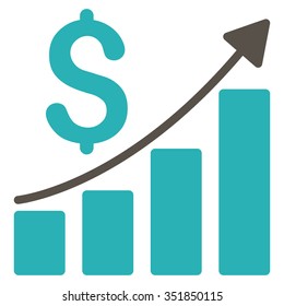 Financial Report vector icon. Style is bicolor flat symbol, grey and cyan colors, rounded angles, white background.