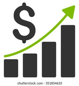 Financial Report vector icon. Style is bicolor flat symbol, eco green and gray colors, rounded angles, white background.
