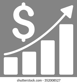 Financial Report vector icon. Style is flat symbol, white color, rounded angles, gray background.