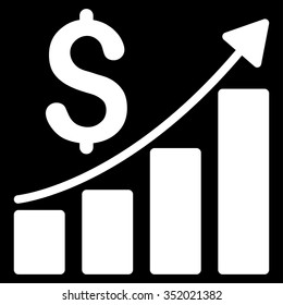 Financial Report vector icon. Style is flat symbol, white color, rounded angles, black background.