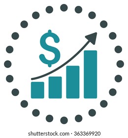 Financial Report vector icon. Style is bicolor flat circled symbol, soft blue colors, rounded angles, white background.