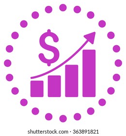 Financial Report vector icon. Style is flat circled symbol, violet color, rounded angles, white background.