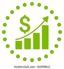 Financial Report vector icon. Style is flat circled symbol, eco green color, rounded angles, white background.