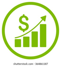 Financial Report vector icon. Style is flat circled symbol, eco green color, rounded angles, white background.