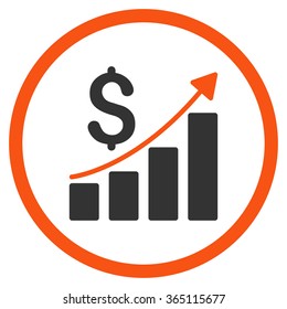 Financial Report vector icon. Style is bicolor flat circled symbol, orange and gray colors, rounded angles, white background.