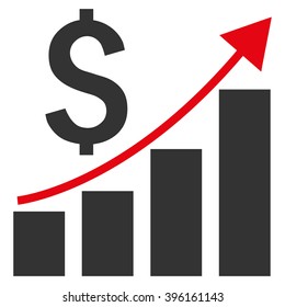 Financial Report vector icon. Style is flat symbol, red color, white background.