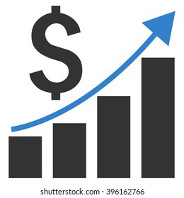 Financial Report vector icon. Style is flat symbol, cobalt color, white background.
