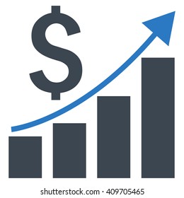 Financial Report vector icon. Style is bicolor flat symbol, smooth blue colors, white background.