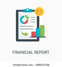 Fondo de ilustración vectorial de informe financiero en estilo plano. Adecuado para banners web, medios sociales, postales, presentación y muchos más.