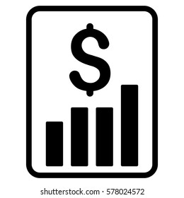 Financial Report vector pictogram. Illustration style is a flat iconic black symbol on white background.