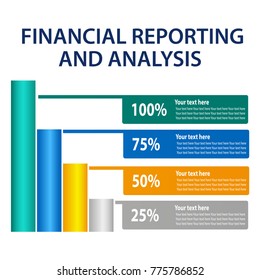 Financial Reporting And Analysis, green process icon with bar chart.