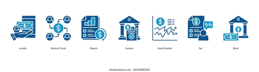 Financial Reporting Cycle banner web icon definir conceito de ilustração vetorial com ícone de credor, fundo mútuo, relatório, fatura, mercado de ações, imposto, banco